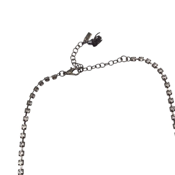 Vintage Rhinestone Bib Necklace, Sparkly Clear Crystal Statement Necklace - Picture 11 of 15